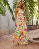 Belize Printed Satin Low Back Tie Waist Maxi Dress sold by Vici