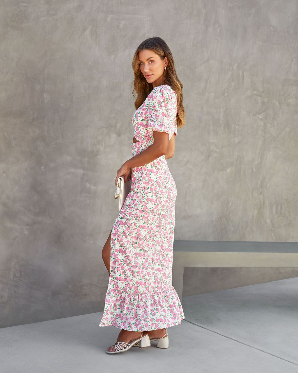 Destina Floral Puff Sleeve Cutout Maxi Dress - FINAL SALE sold by Vici product image thumbnail 5