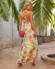 Belize Printed Satin Low Back Tie Waist Maxi Dress sold by Vici