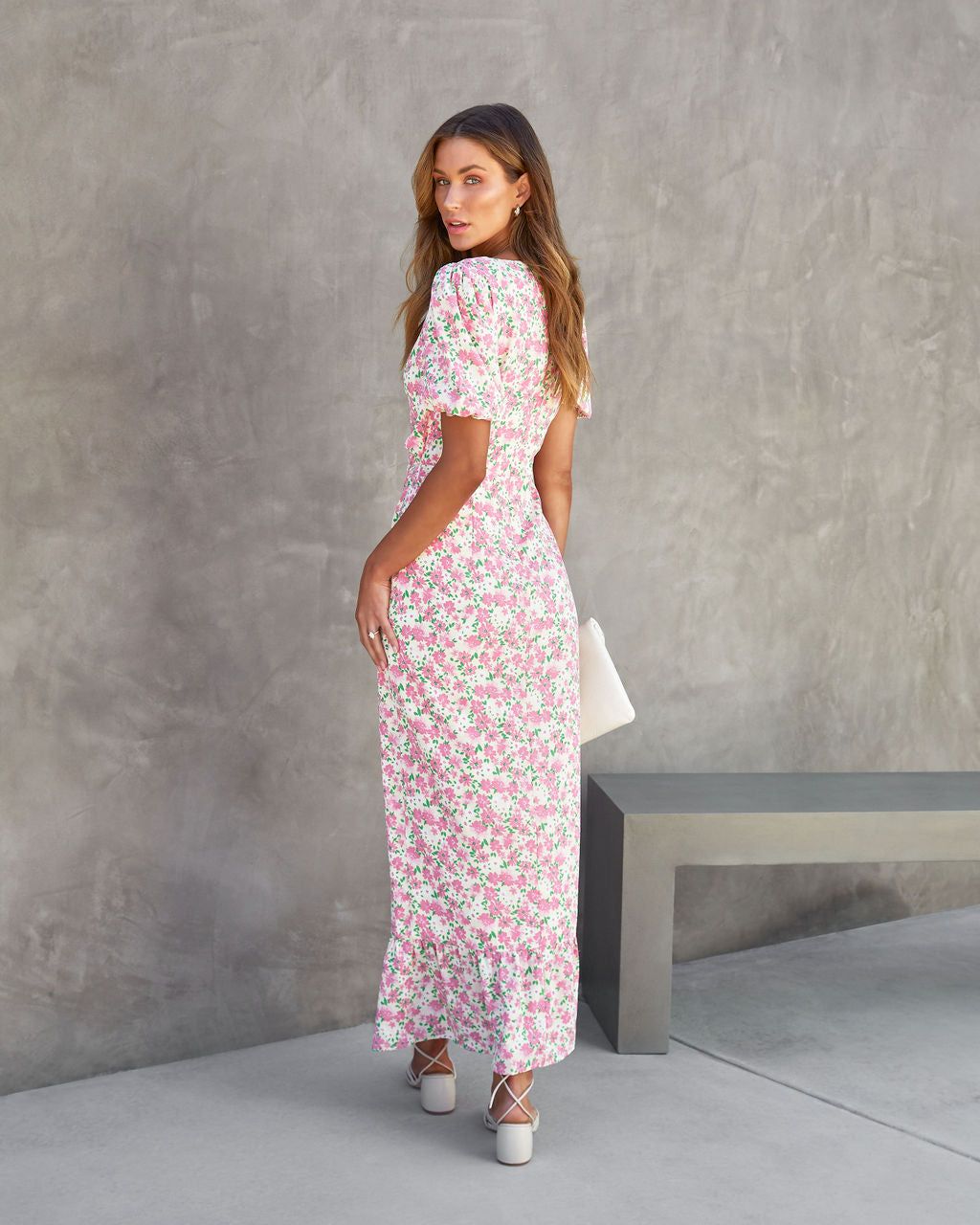 Destina Floral Puff Sleeve Cutout Maxi Dress - FINAL SALE sold by Vici product image thumbnail 3