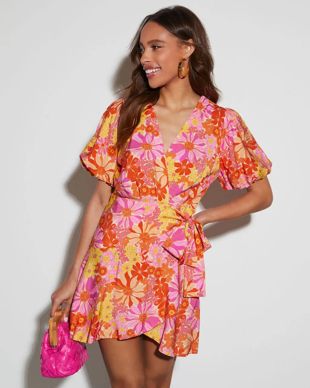 Sienna Floral Wrap Mini Dress sold by Vici product image thumbnail 3