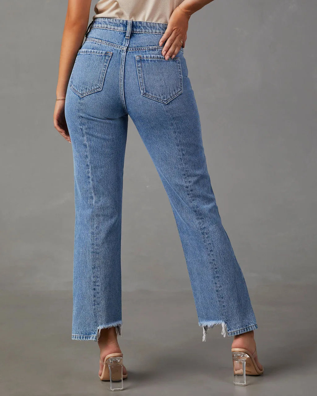 Tati High Rise Cropped Raw Hem Jeans sold by Vici product image thumbnail 4