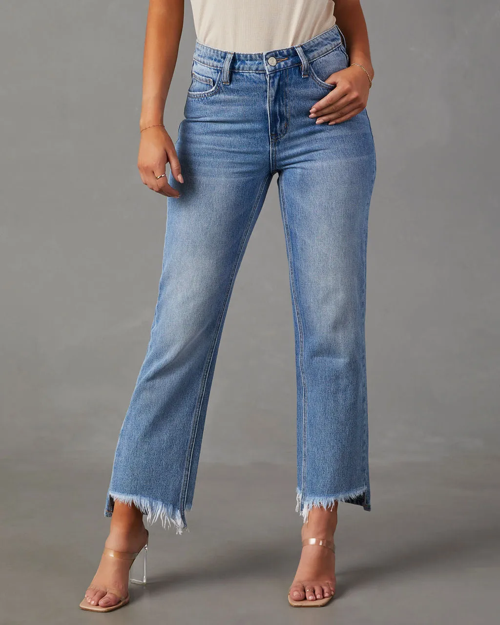 Tati High Rise Cropped Raw Hem Jeans sold by Vici product image thumbnail 2