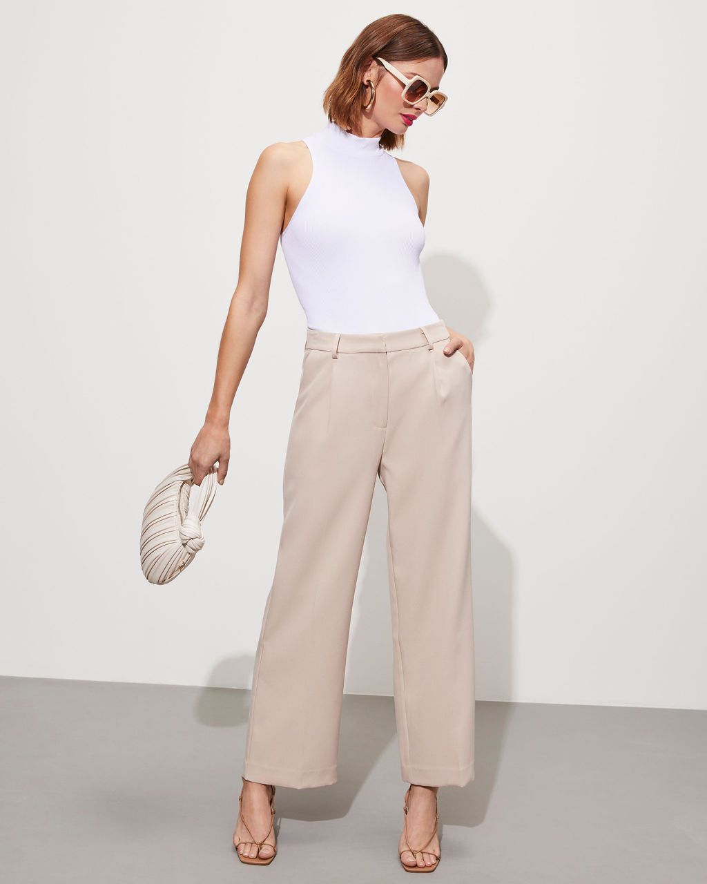 Tavian Pleated Wide Leg Trousers sold by Vici