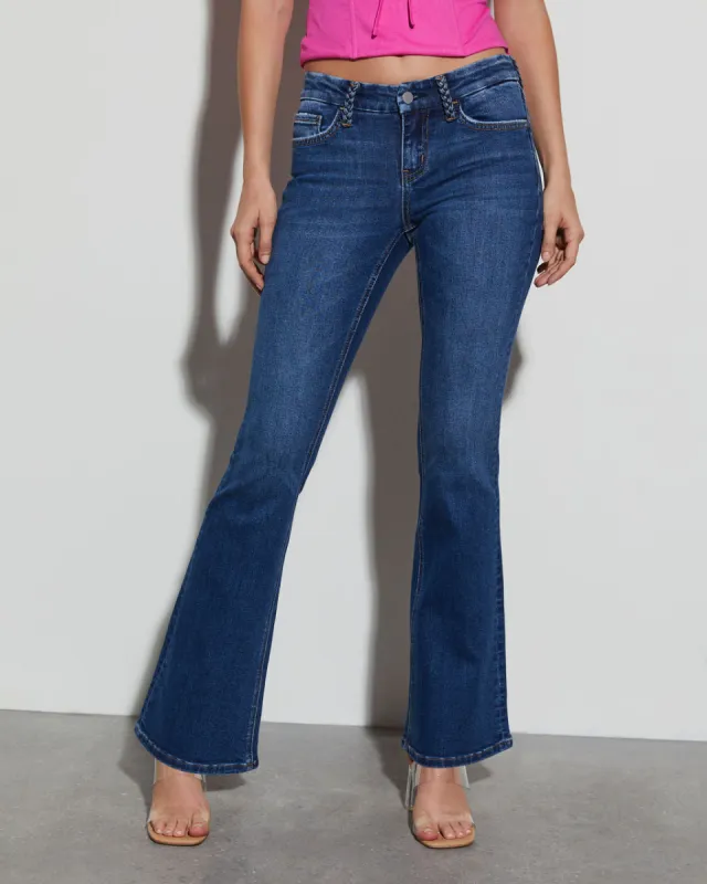Suzanne Braided Low Rise Flare Jeans sold by Vici