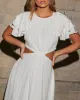 Cosette Tiered Ruffle Sleeve Rope Trim Maxi Dress sold by Vici