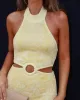 Miami Bound Knit Halter Fringe Hem Mini Dress sold by Vici