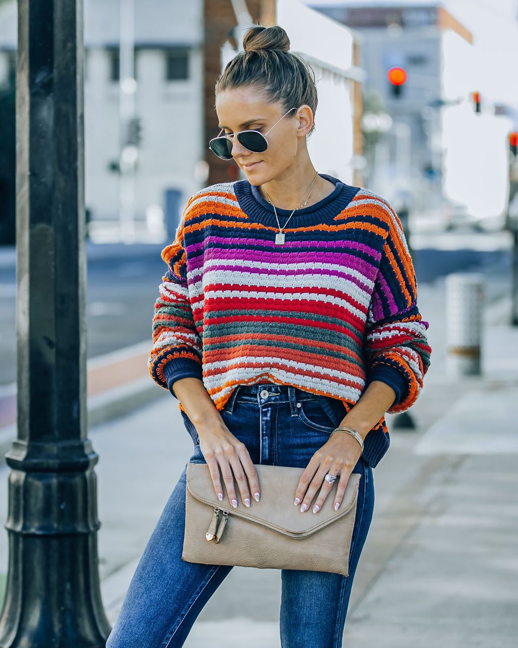 Kolston Striped Cotton Blend Sweater - Navy Combo - FINAL SALE sold by Vici product image thumbnail 11
