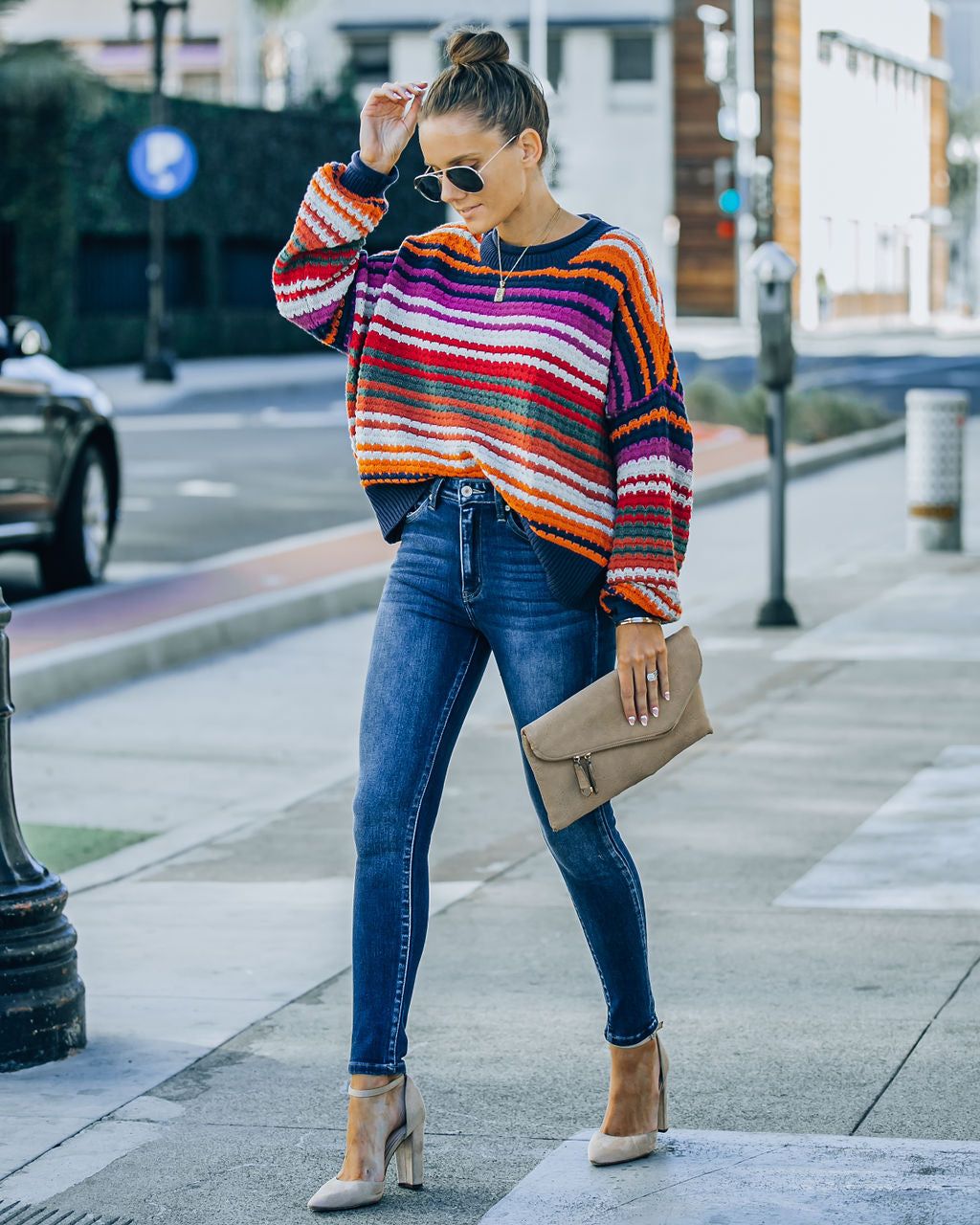 Kolston Striped Cotton Blend Sweater - Navy Combo - FINAL SALE sold by Vici product image thumbnail 8