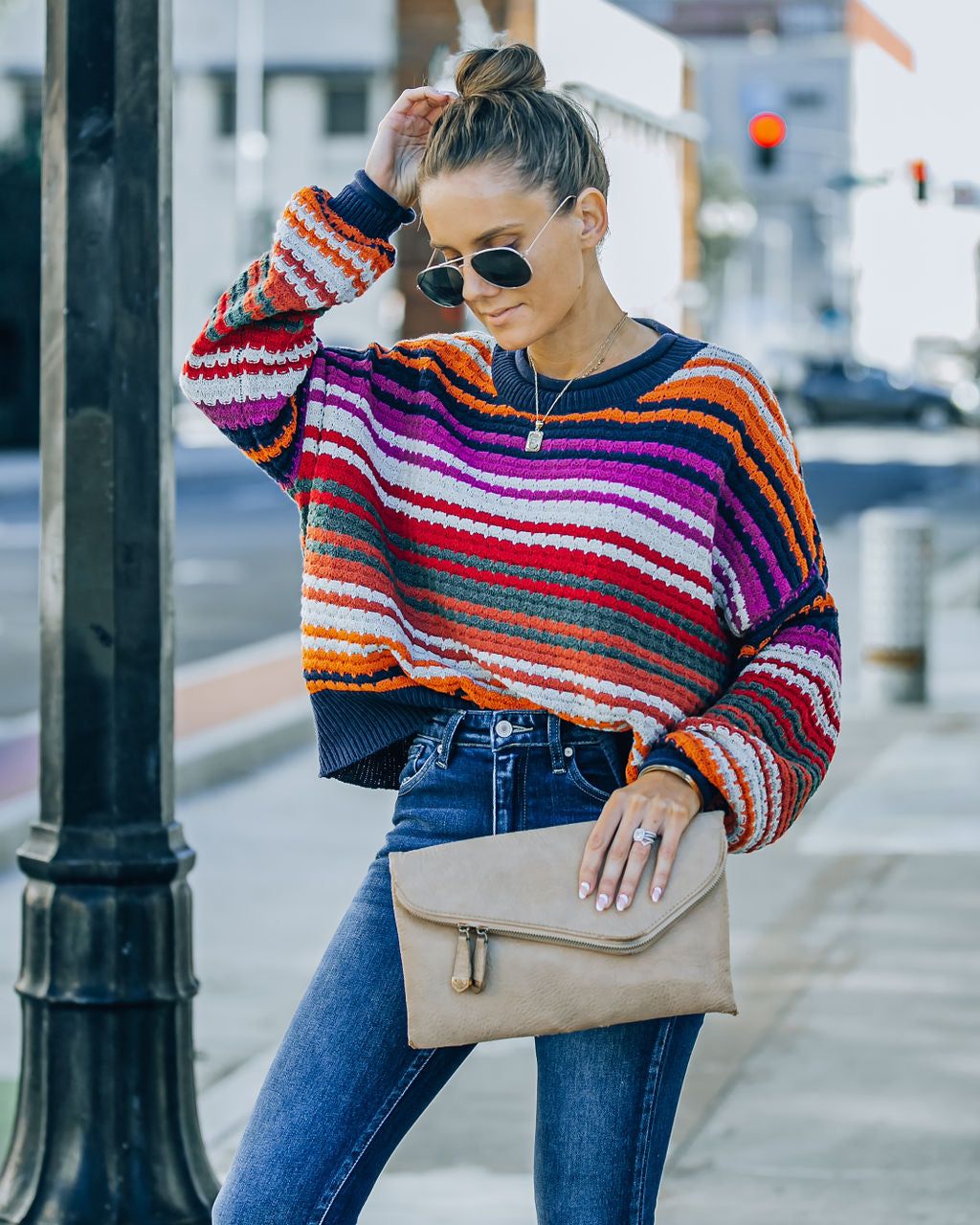 Kolston Striped Cotton Blend Sweater - Navy Combo - FINAL SALE sold by Vici product image thumbnail 6