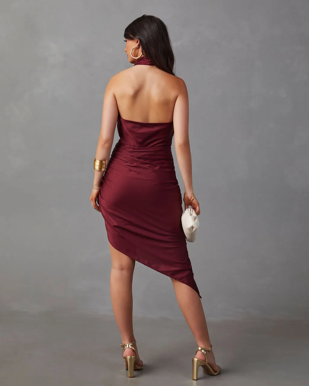 Elmore Mock Neck Ruched Midi Dress sold by Vici product image thumbnail 4