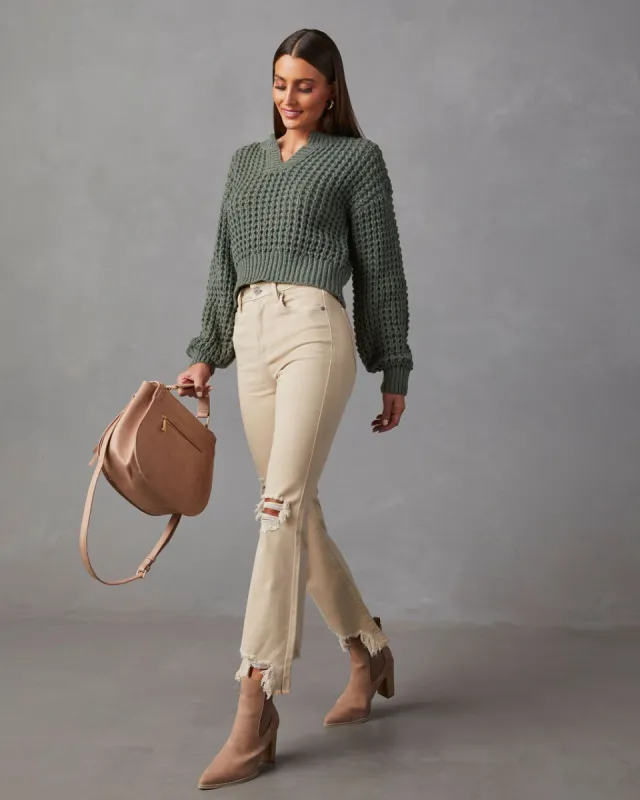 Coming With You V-Neck Sweater - Sage sold by Vici