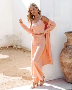 Effortlessly Chic Ribbed Open Front Cardigan - Peach - FINAL SALE sold by Vici