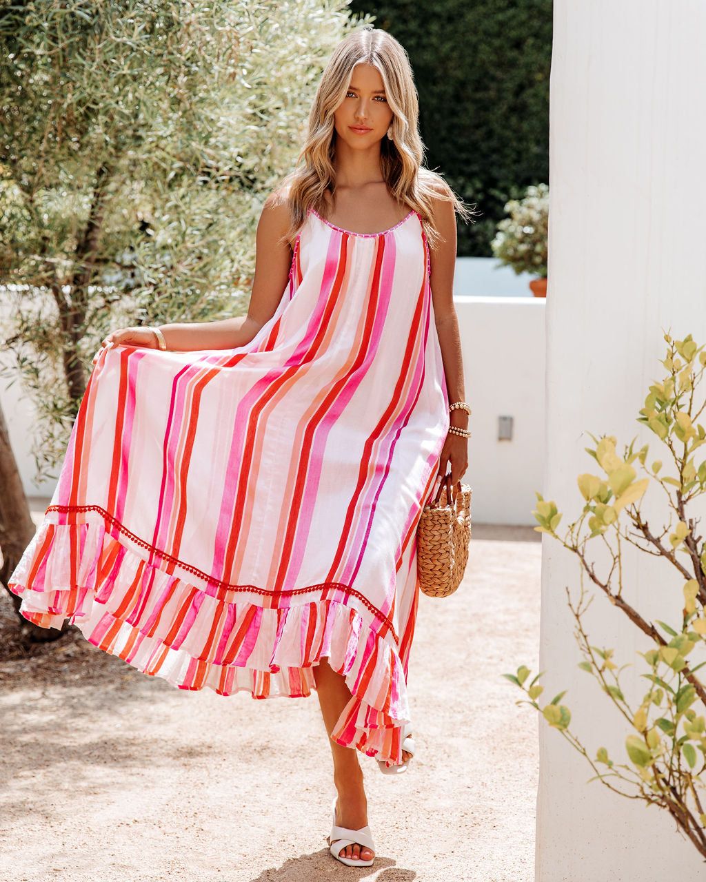 Turntable Cotton Striped Midi Dress - FINAL SALE sold by Vici product image thumbnail 5