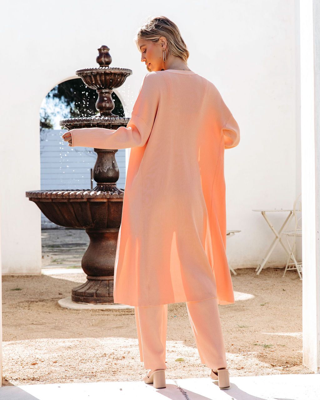 Effortlessly Chic Ribbed Open Front Cardigan - Peach - FINAL SALE sold by Vici product image thumbnail 4