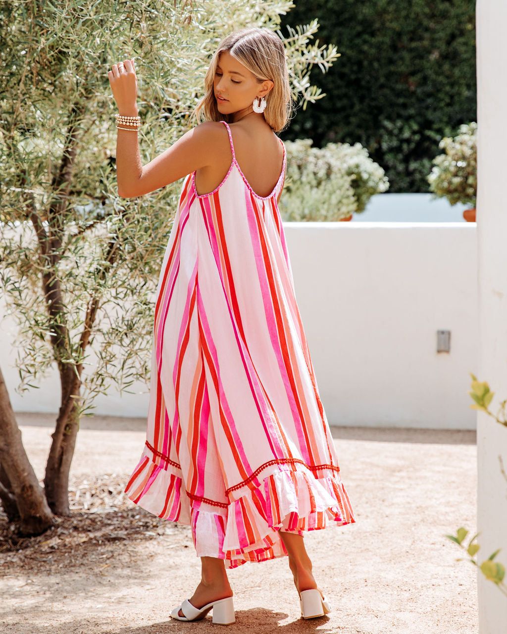 Turntable Cotton Striped Midi Dress - FINAL SALE sold by Vici product image thumbnail 2