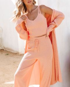 Effortlessly Chic Ribbed Open Front Cardigan - Peach - FINAL SALE sold by Vici