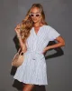 Sherri Puff Sleeve Buttoned Tie Waist Mini Dress sold by Vici