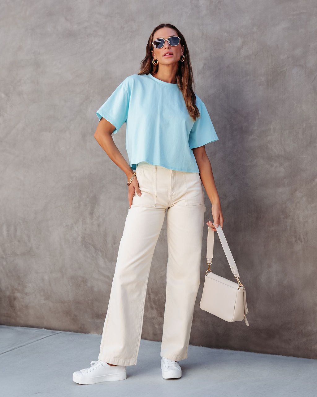 Charlize Cotton Cropped Tee - Baby Blue - FINAL SALE sold by Vici product image thumbnail 6