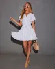 Sherri Puff Sleeve Buttoned Tie Waist Mini Dress sold by Vici