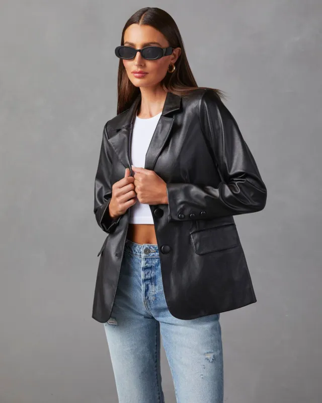 Bedford Faux Leather Blazer - Black sold by Vici