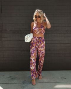 Summer Rise Printed Satin Wide Leg Pocketed Pant - LAST CHANCE sold by Vici