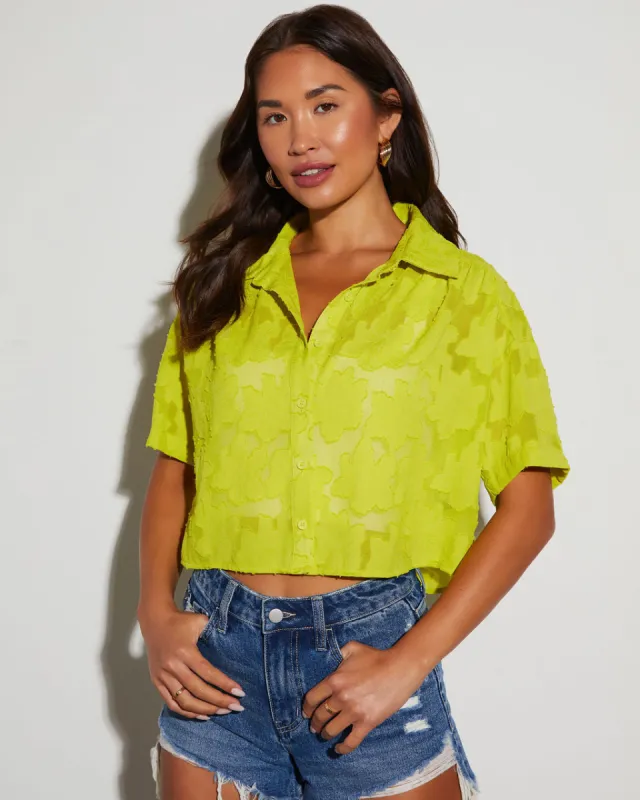 Jayla Cropped Short Sleeve Button Down sold by Vici