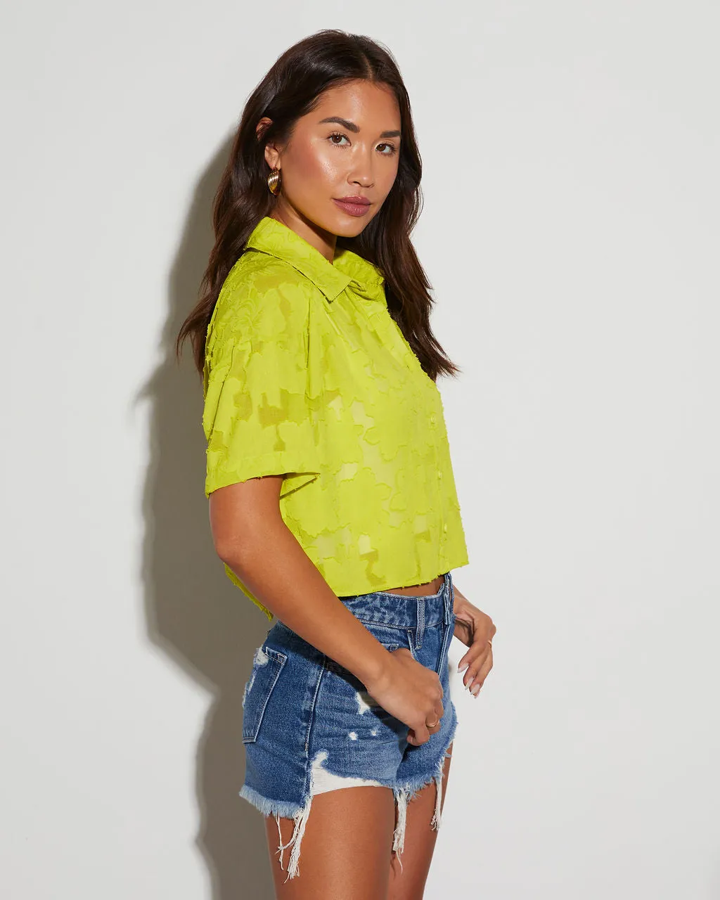 Jayla Cropped Short Sleeve Button Down sold by Vici product image thumbnail 3