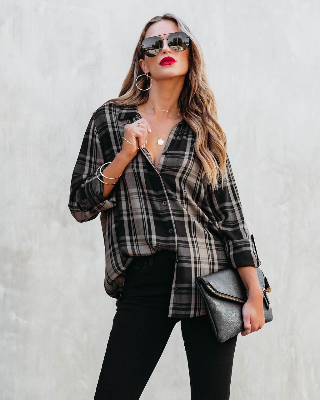 Seattle Plaid Button Down Top sold by Vici product image thumbnail 5