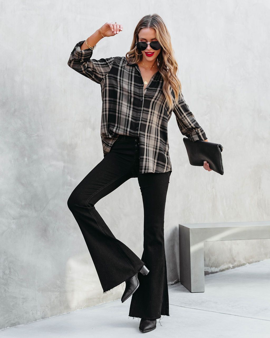 Seattle Plaid Button Down Top sold by Vici product image thumbnail 6