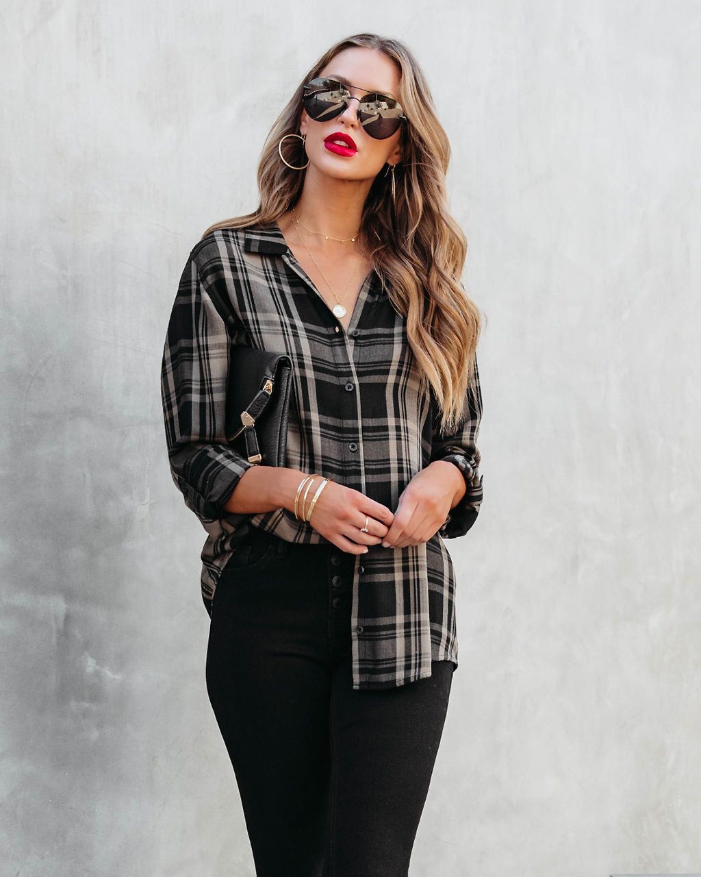 Seattle Plaid Button Down Top sold by Vici product image thumbnail 7