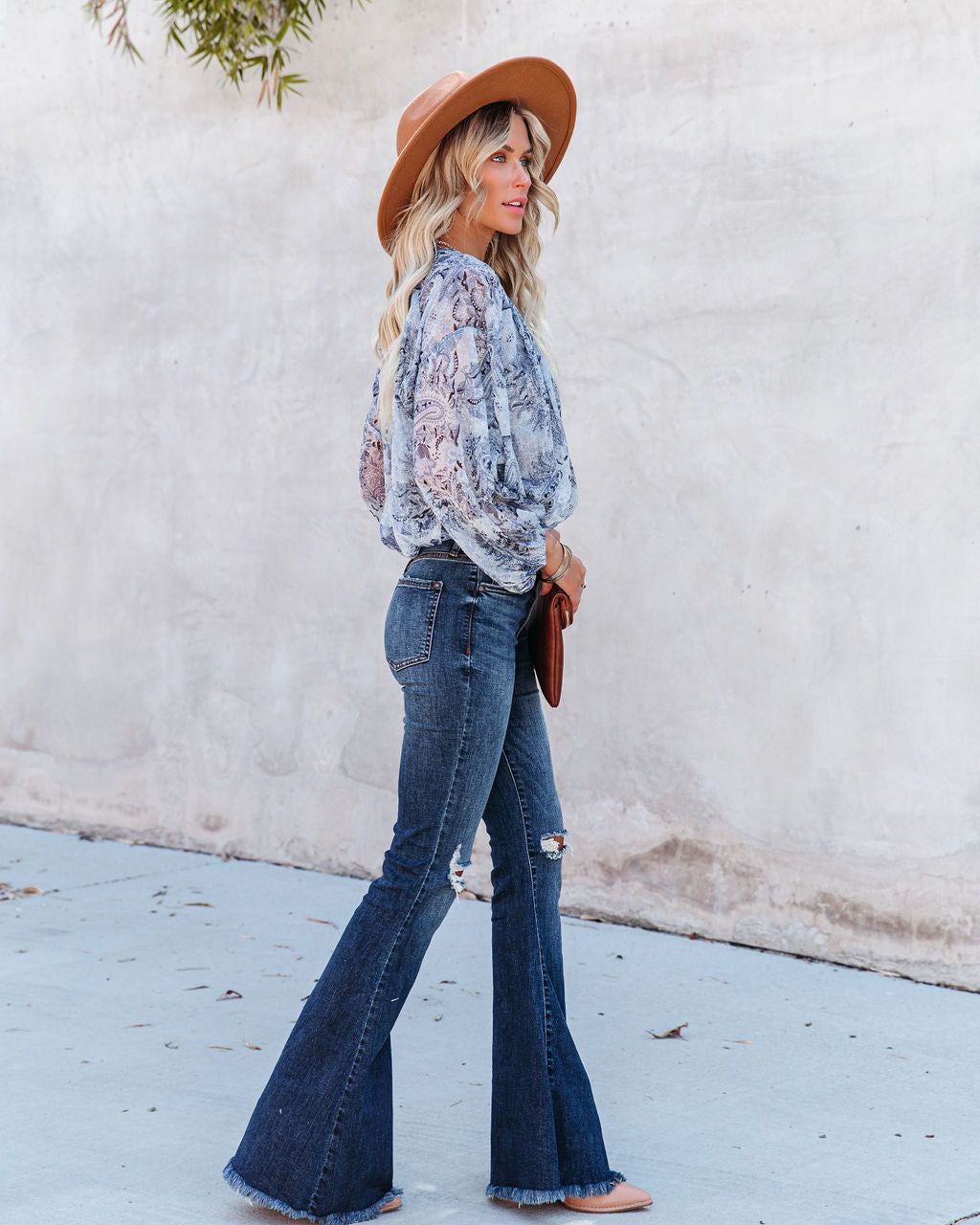 Blue With Bliss Printed Button Down Crop Blouse - FINAL SALE sold by Vici product image thumbnail 10