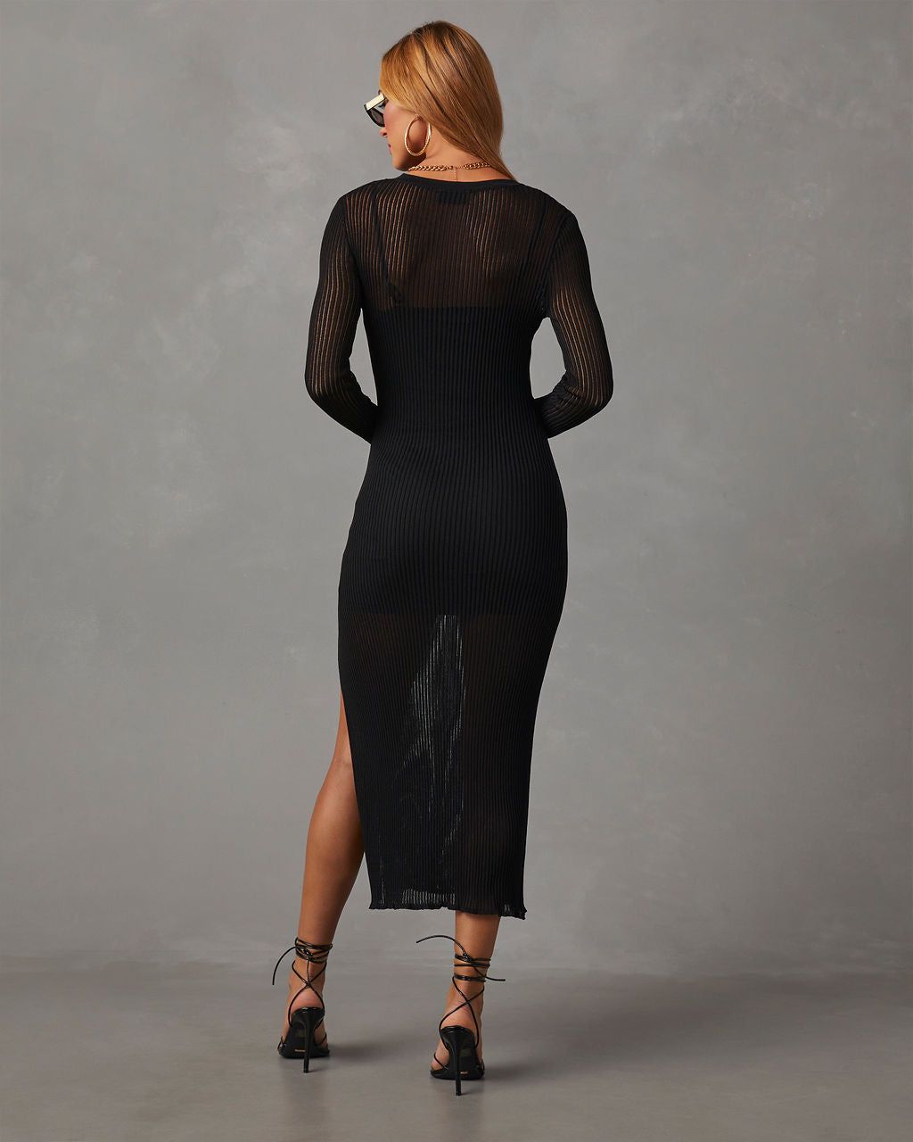 Angelica Mesh Long Sleeve Maxi Dress - Black sold by Vici product image thumbnail 4