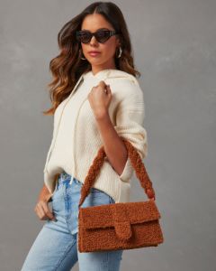Grazino Faux Fur Shoulder Bag - Rust sold by Vici
