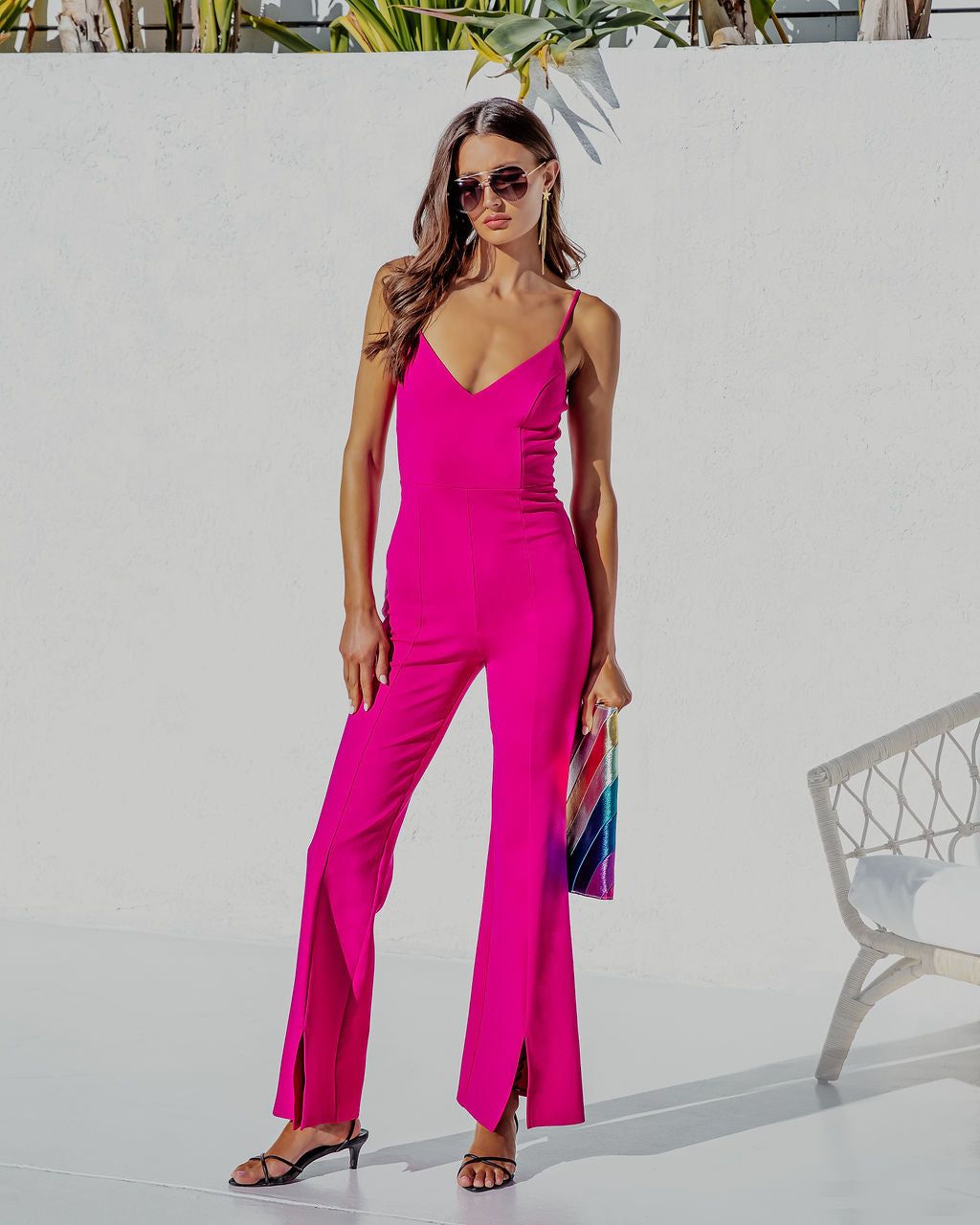 Bijou Split Hem Flare Jumpsuit - Magenta - FINAL SALE sold by Vici product image thumbnail 6