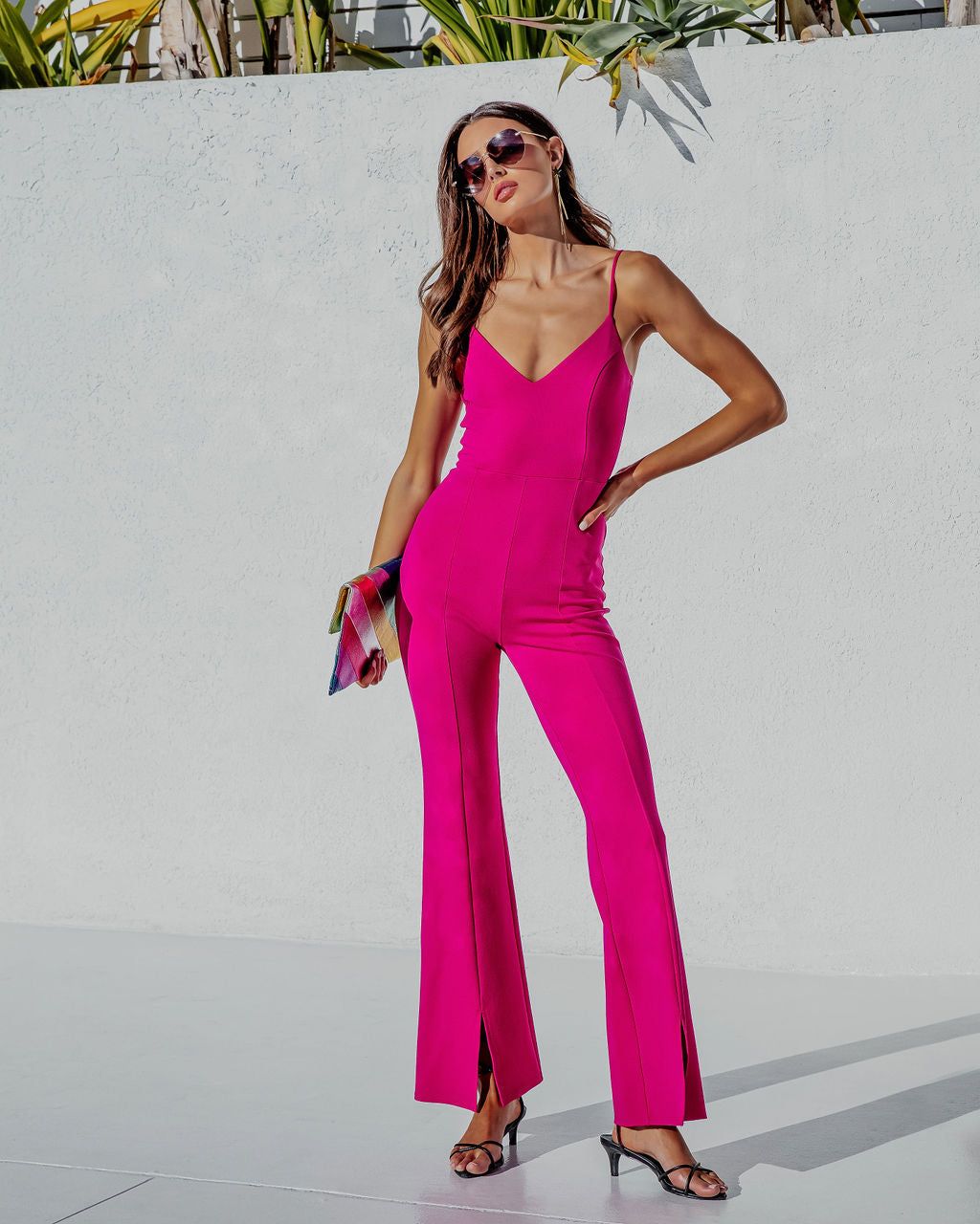 Bijou Split Hem Flare Jumpsuit - Magenta - FINAL SALE sold by Vici product image thumbnail 5