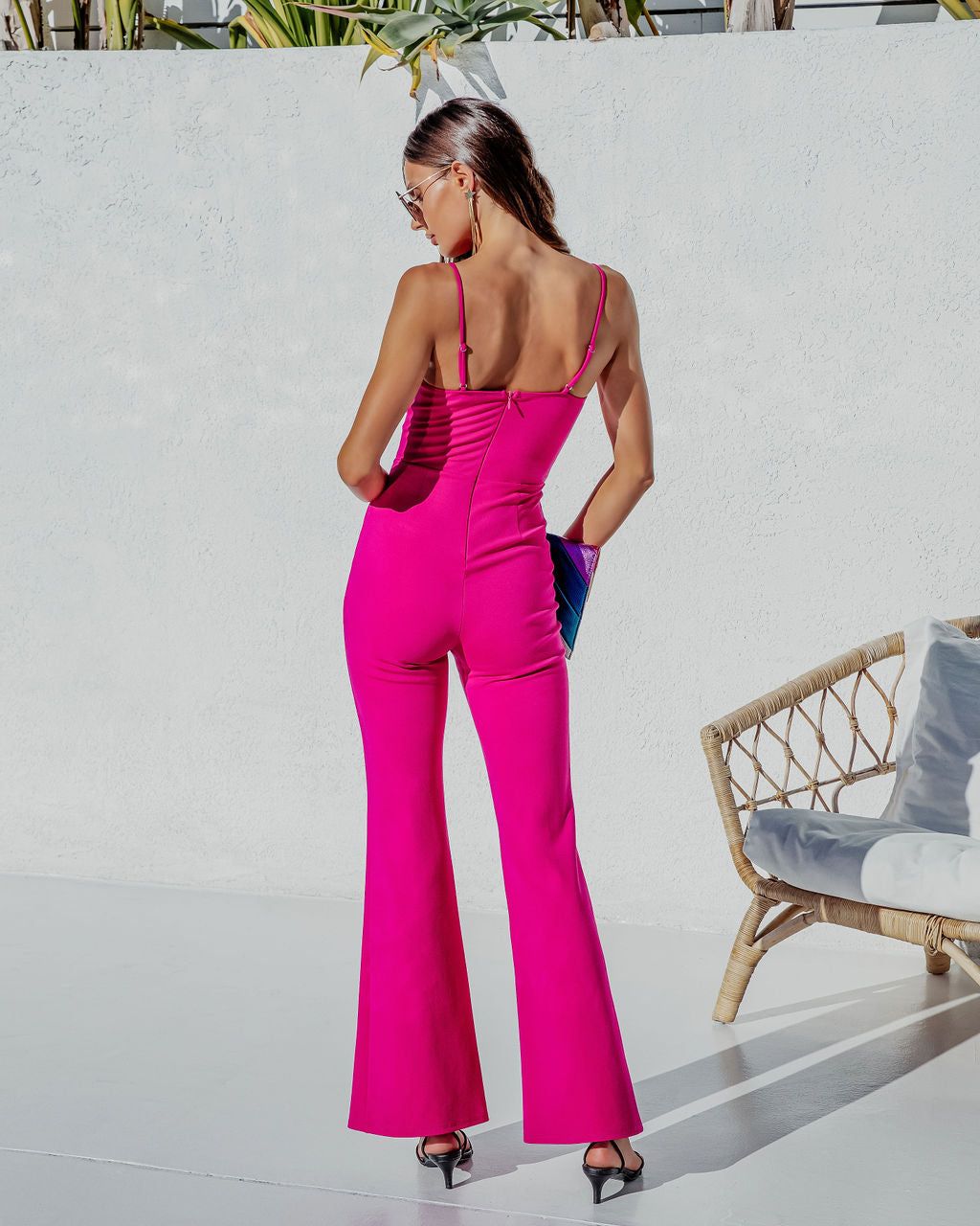 Bijou Split Hem Flare Jumpsuit - Magenta - FINAL SALE sold by Vici product image thumbnail 3