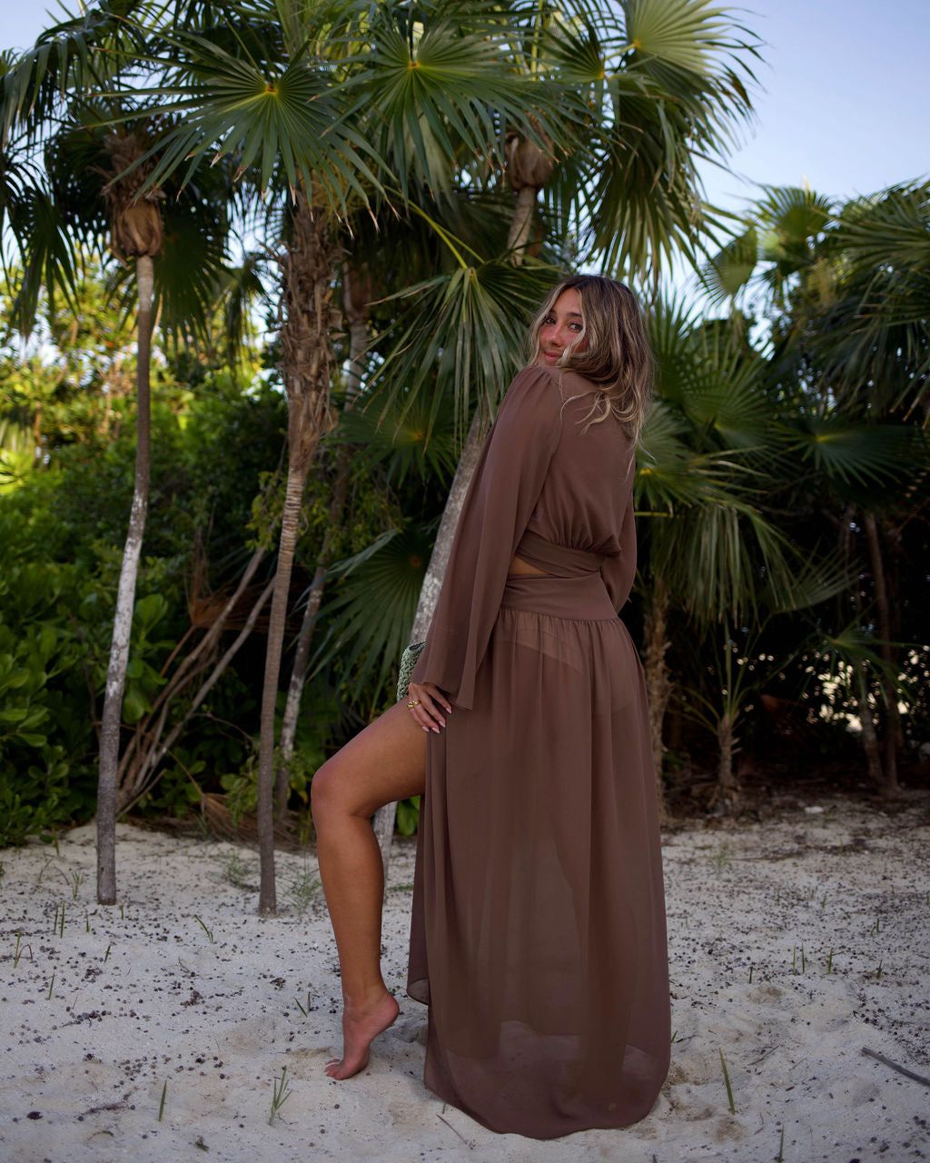 Island Time Wrap Cover Up Maxi Skirt - Brown - FINAL SALE sold by Vici product image thumbnail 4