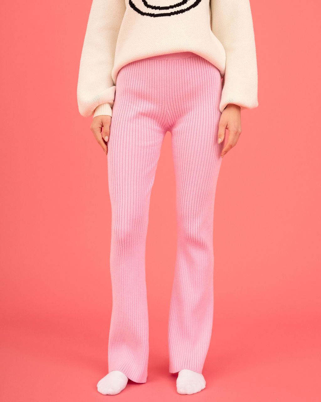Chill Date Night Ribbed Knit Split Hem Pants sold by Vici product image thumbnail 2