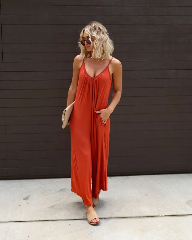 Tabitha Pocketed Jumpsuit - Rust - FINAL SALE sold by Vici