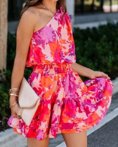 All That Printed One Shoulder Mini Dress - SALE sold by Vici