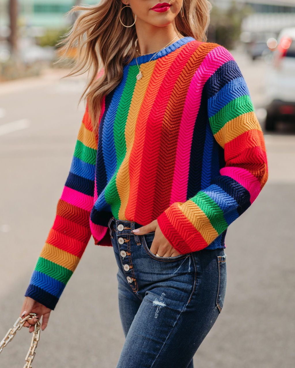 Fill With Colors Striped Knit Sweater - FINAL SALE sold by Vici product image thumbnail 5