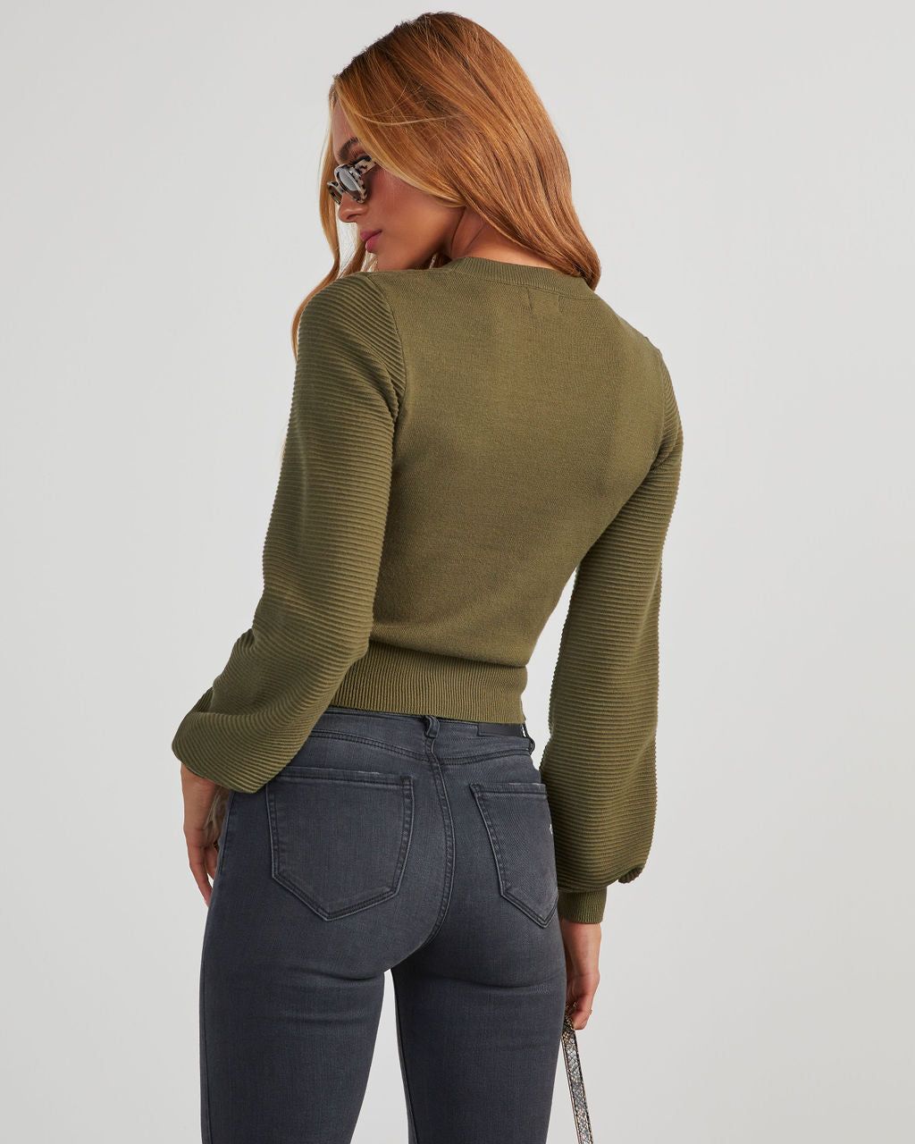 Roane Cropped Pullover Sweater - Olive sold by Vici product image thumbnail 4