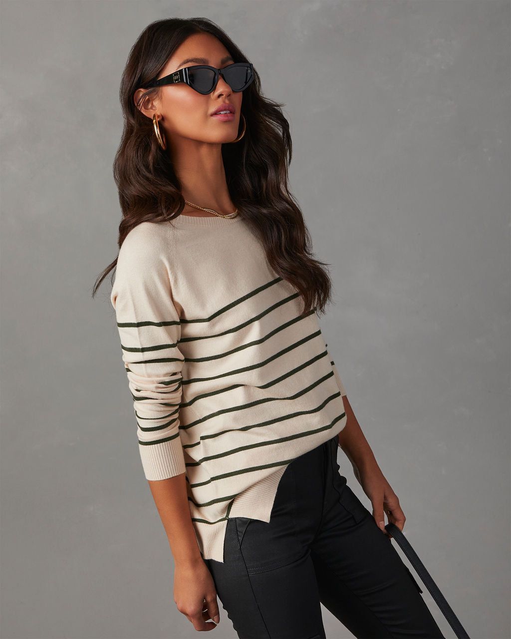 Duffy Striped Knit Lightweight Sweater sold by Vici product image thumbnail 3