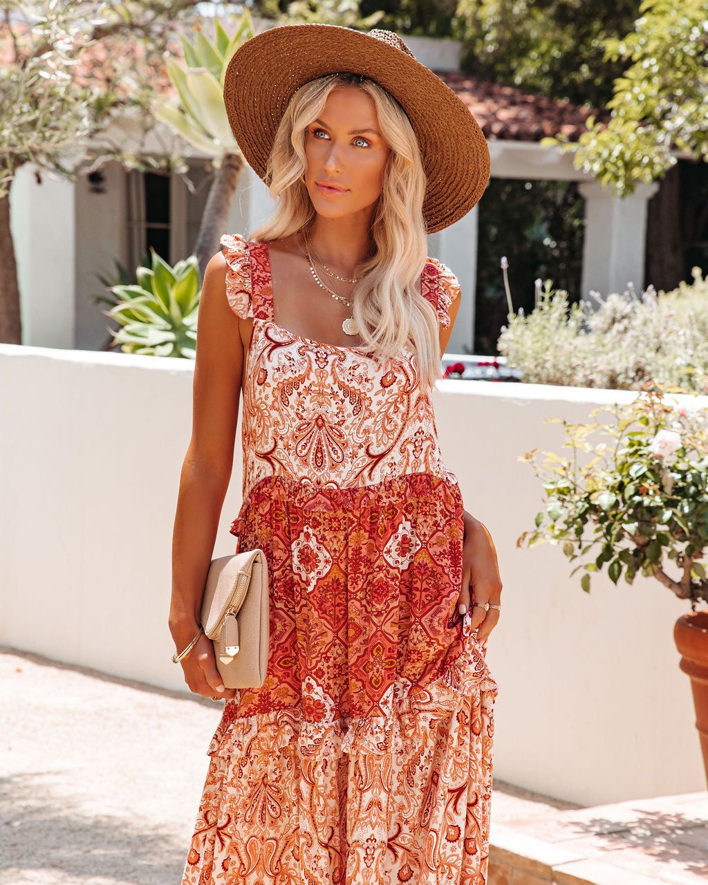 Dominique Paisley Tiered Maxi Dress - FINAL SALE sold by Vici product image thumbnail 6