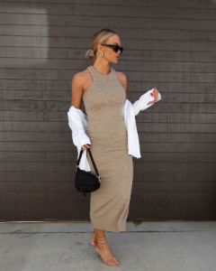 Symphony Ribbed Knit Midi Dress - Moss - FINAL SALE sold by Vici