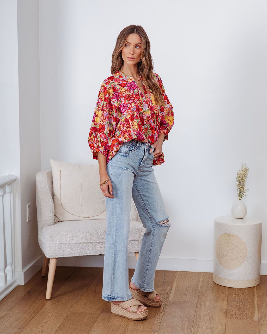 Pandora Floral Puff Sleeve Babydoll Top sold by Vici product image thumbnail 5