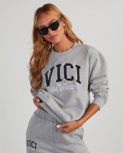 VICI Logo Crew Neck Sweatshirt - Heather Grey sold by Vici