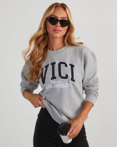 VICI Logo Crew Neck Sweatshirt - Heather Grey sold by Vici