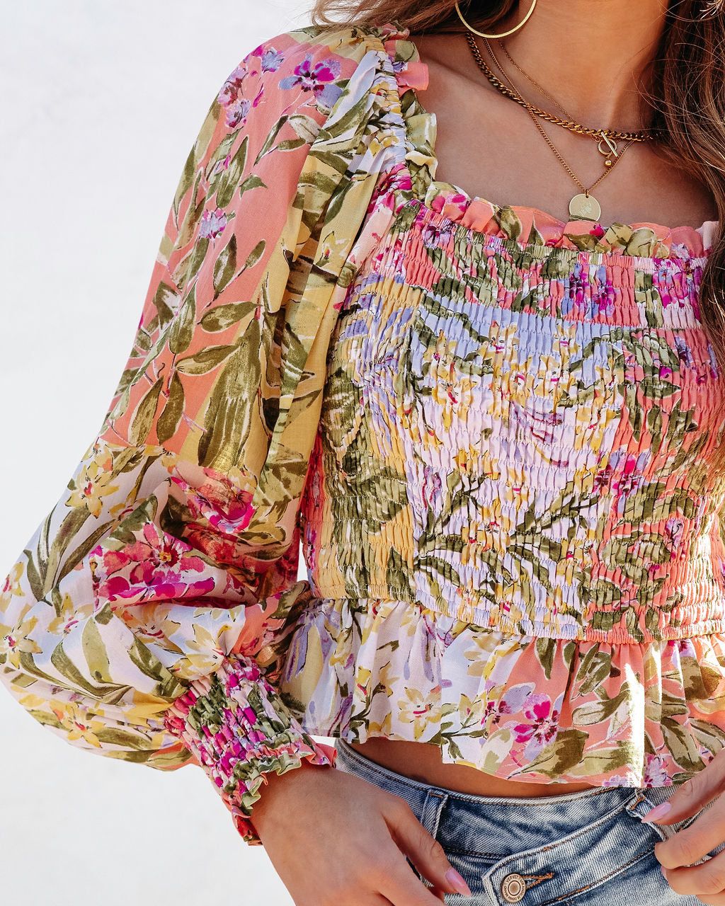 Fenix Floral Cotton Smocked Top - FINAL SALE sold by Vici product image thumbnail 2